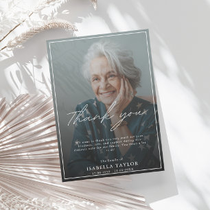 Modern Funeral Memorial Photo Thank you Card