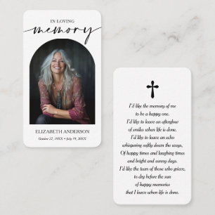 Modern Funeral Memorial Prayer Photo Card