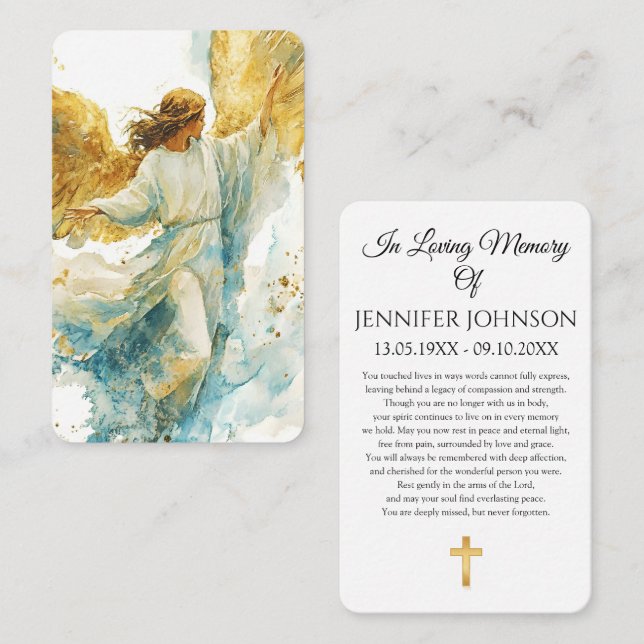 Modern Funeral Memorial Sympathy Prayer Card (Front/Back)