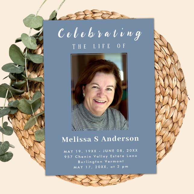 Modern Funeral Minimal Photo Celebration of Life Invitation (Creator Uploaded)