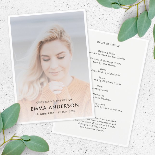 Modern Funeral | Order of Service Memorial Photo Program (Creator Uploaded)