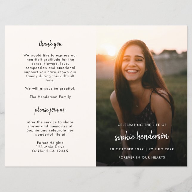 Modern Funeral | Order of Service Memorial Program (Front)