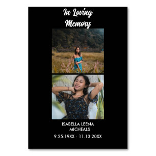 Modern Funeral Personalised 2 Photo Memorial Table Number
