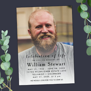 Modern Funeral photo   Celebration of Life Invitation