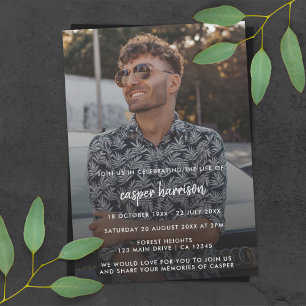 Modern Funeral   Photo Celebration of Life Invitation