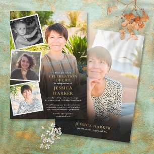 Modern Funeral Photo Collage Celebration of Life Invitation