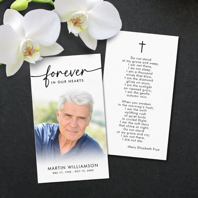 Modern Funeral Photo Forever Cross Prayer Card (Creator Uploaded)
