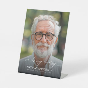 Modern Funeral Photo In Loving Memory Pedestal Sign