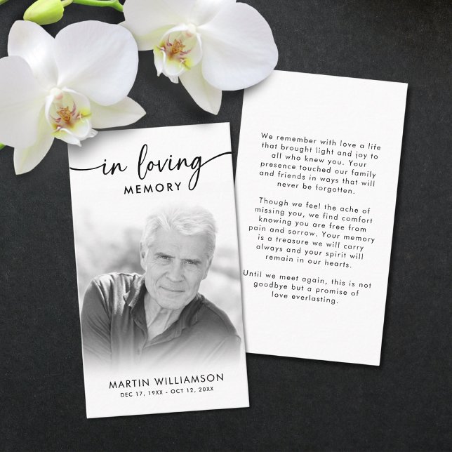 Modern Funeral Photo Loving Memory Prayer Card (Creator Uploaded)