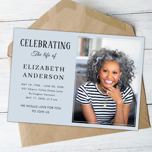 Modern Funeral photo Minimalist Simple Script Invitation (Creator Uploaded)