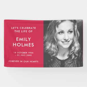 Modern Funeral   Pink Celebration of Life Memorial Banner