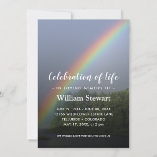 Modern Funeral   Rainbow Celebration of Life Invitation