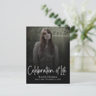 Modern Funeral Script Celebration of Life Postcard