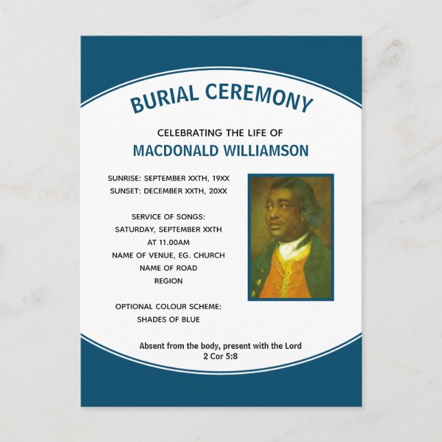 Modern Funeral Service Invitation Postcard (Front)