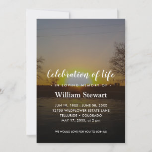 Modern Funeral   Sunset Celebration of Life Invitation