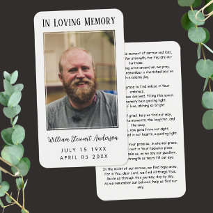 Modern Funeral Sympathy Memorial Prayer Photo Card