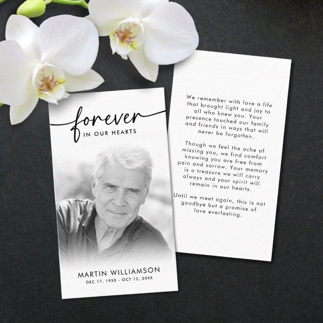 Modern Funeral Sympathy Photo Forever Prayer Card (Creator Uploaded)