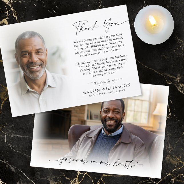 Modern Funeral Thank You 2 Photos Script Card (Creator Uploaded)