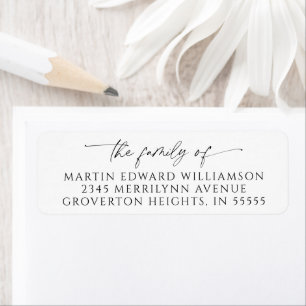 Modern Funeral The Family of Name Return Address Label