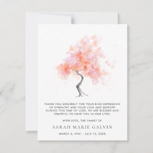 Modern Funeral Tree Watercolor Thank You Card
