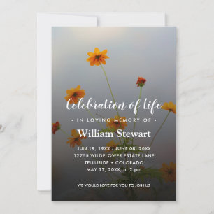 Modern Funeral   Wildflower Celebration of Life Invitation
