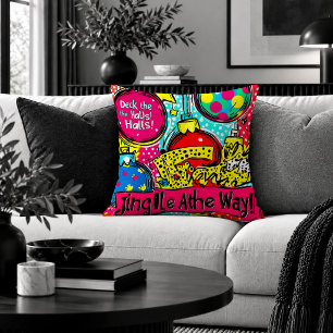 Modern Funky Christmas Baubles Decorative Pillow