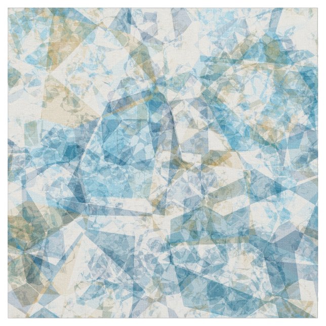 Modern Funky Cool Retro Polygon Mosaic Pattern Fabric (Close Up)