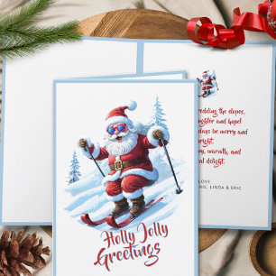 Modern Funky Fun Santa Claus Ski Christmas Holiday