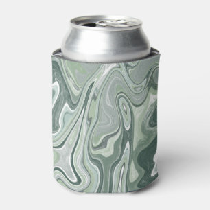Modern Funky Green Marble Swirl Pattern Can Cooler