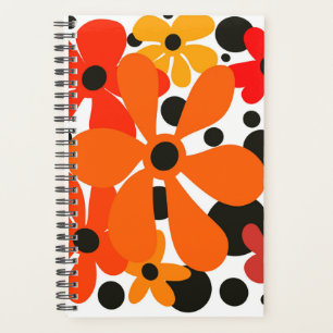 Modern, funky, orange & yellow flowers planner