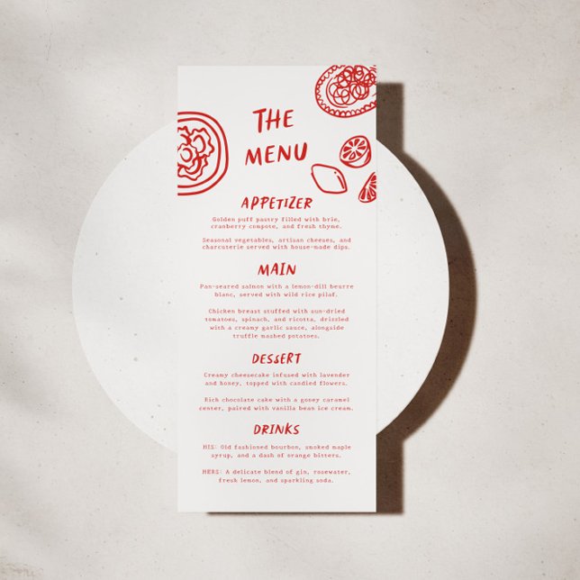 Modern Funky Retro Bold Red Wedding Menu (Creator Uploaded)