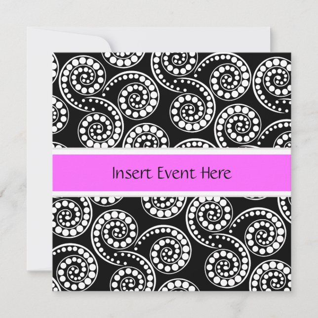 Modern funky retro paisley swirl invitation (Front)