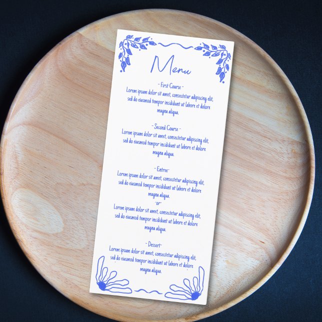 Modern Funky Whimsical Blue Hand Drawn Bow Menu (Creator Uploaded)