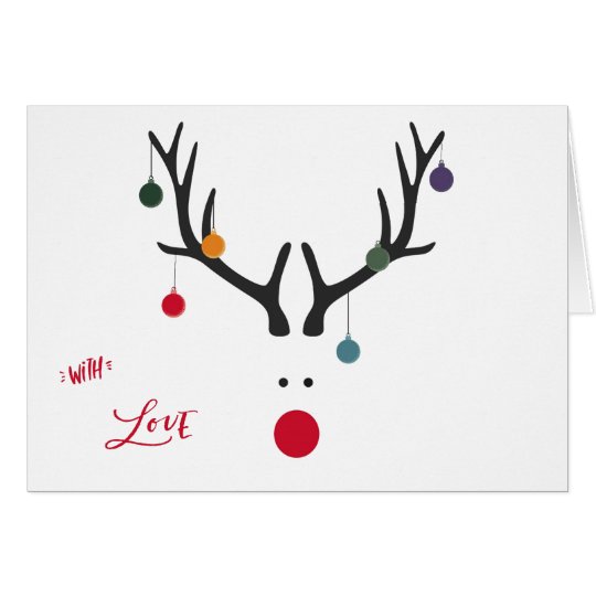 Modern funny abstract Christmas reindeer on white Card