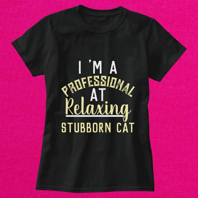 Modern Funny Cat Script Personalised Women Black T-Shirt (Creator Uploaded)
