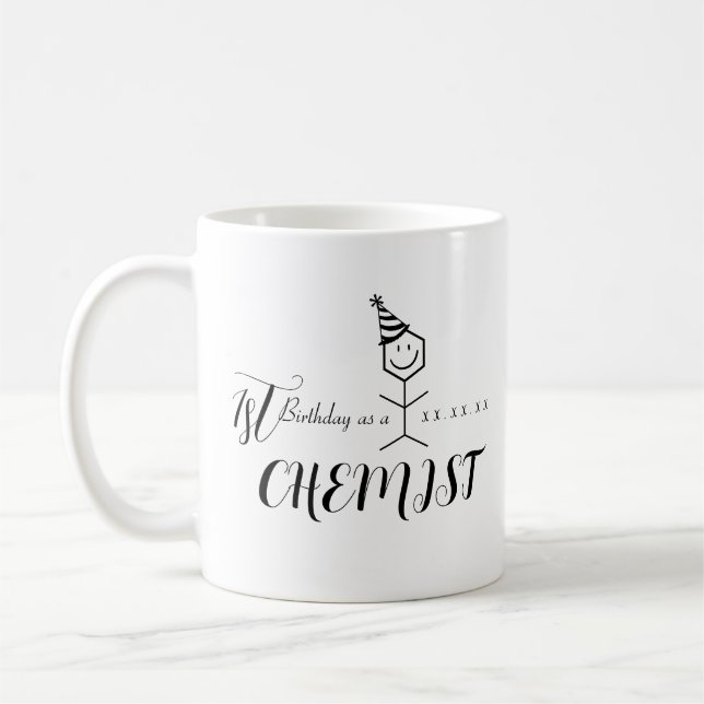 Modern Funny Chemist Pharmacist Birthday Chemistry Coffee Mug (Left)