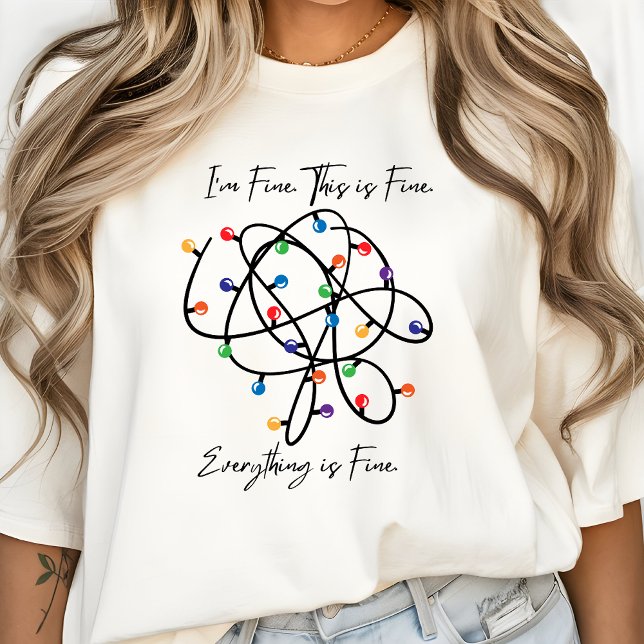 Modern Funny Christmas Tee Fun Minimal Cute Xmas  (I'm Fine Christmas Shirt Gift)