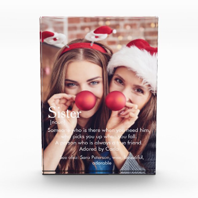 Modern Funny Cool Best Sister Ever Definition Photo Block (Front)