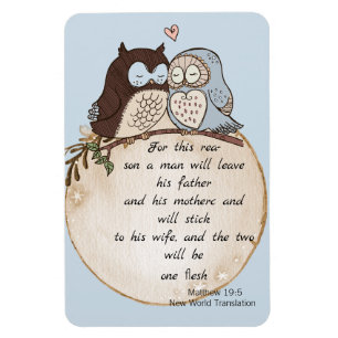 Modern Funny Couple Owls Wedding Inspired by Bible Magnet