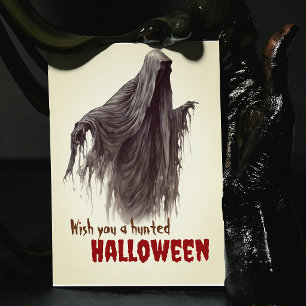 Modern Funny Creepy Spooky Ghoul Haunted Halloween Card