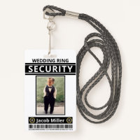 Modern Funny Custom Photo Ring Bearer ID Security