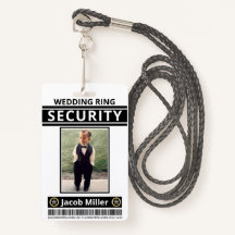 Modern Funny Custom Photo Ring Bearer ID Security