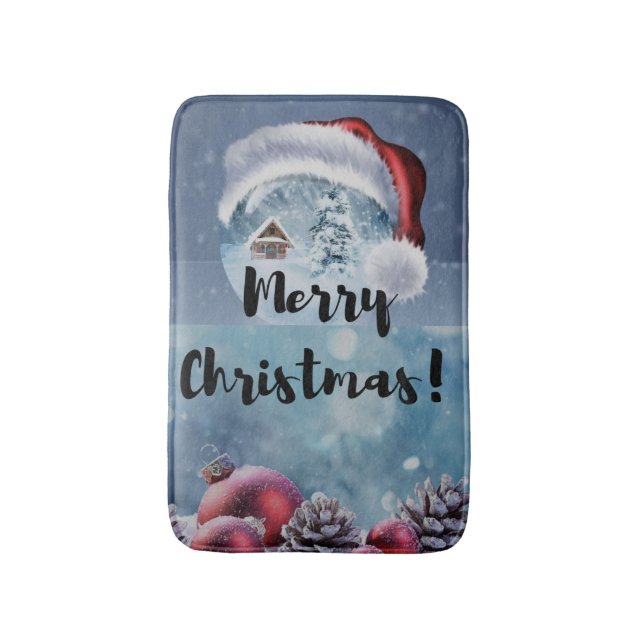 Modern funny cute Christmas reindeer      Bath Mat (Front Vertical)