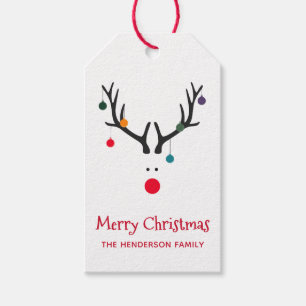 Modern funny cute Christmas reindeer craft Gift Tags