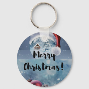 Modern funny cute Christmas reindeer Key Ring