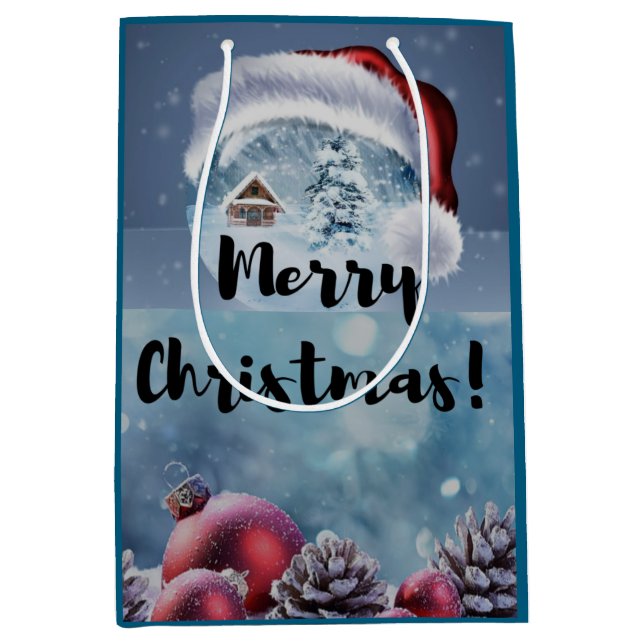 Modern funny cute Christmas reindeer      Medium Gift Bag (Front)