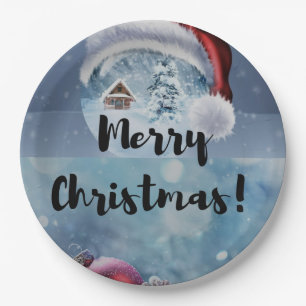 Modern funny cute Christmas reindeer Paper Plate
