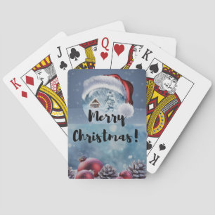 Modern funny cute Christmas reindeer Playing Cards