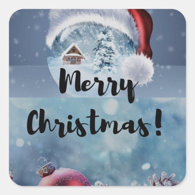 Modern funny cute Christmas reindeer    Square Sticker (Front)