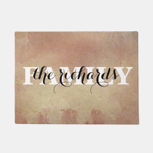 Modern Funny Family Monogram Doormat (Front)